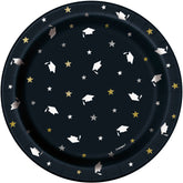 Stars & Caps Graduation Round 7"  Paper Dessert Plates  8ct